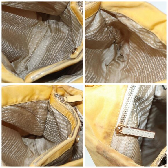 PRADA Tote Bag Nylon Yellow Gold Auth 87177 - Picture 15 of 16